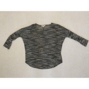 Olive & Oak Womens Space Dye Knit Dolman Sleeve Top Grey White Size S